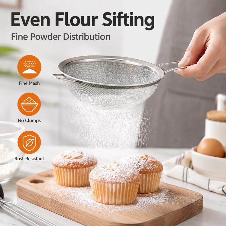 LsCook 3 in 1 Stainless Steel Strainer Spoon Filter Mesh, 6.9+12+17.6cm