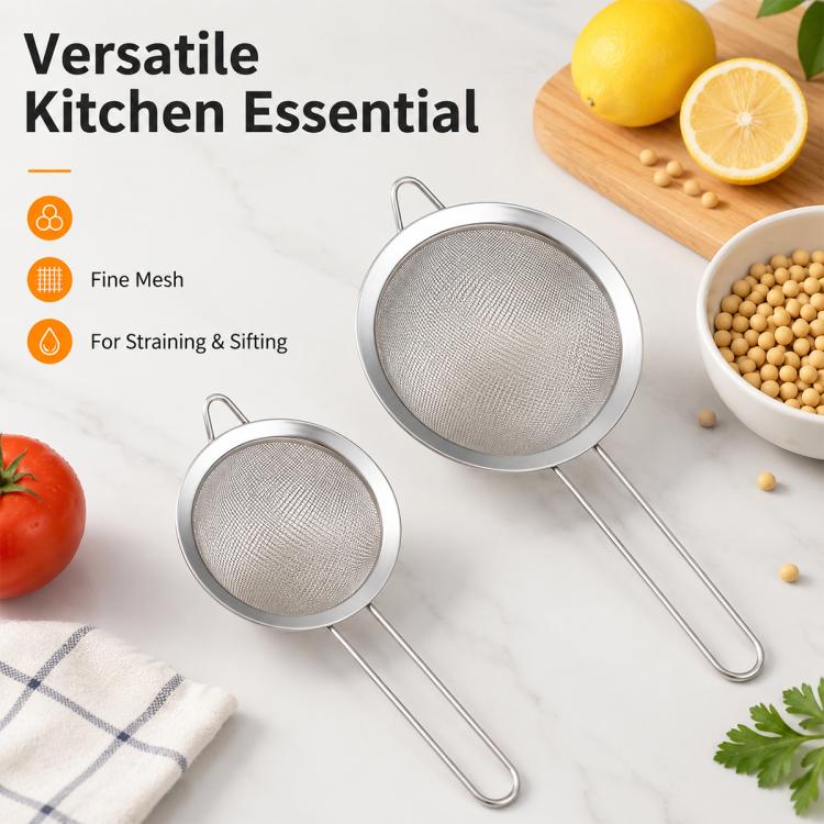 LsCook 3 in 1 Stainless Steel Strainer Spoon Filter Mesh, 6.9+12+17.6cm