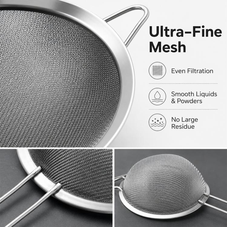 LsCook 3 in 1 Stainless Steel Strainer Spoon Filter Mesh, 6.9+12+17.6cm