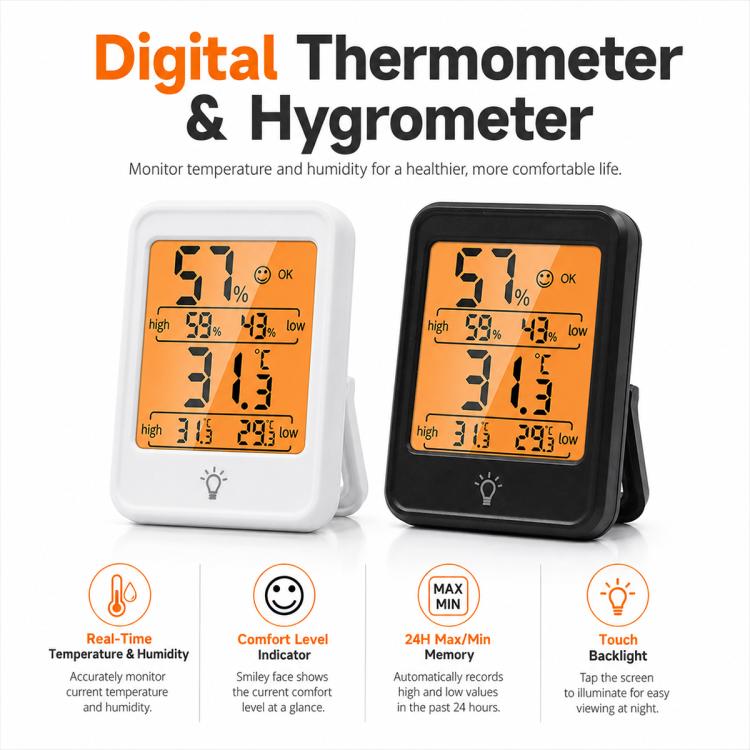 MC41 Indoor High-Precision Digital Display Electronic Thermometer and Hygrometer with Backlight