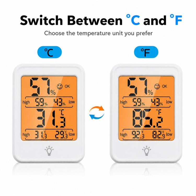 MC41 Indoor High-Precision Digital Display Electronic Thermometer and Hygrometer with Backlight