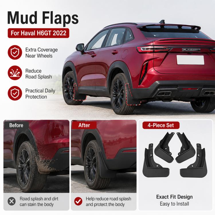 4pcs/Set Car Wheel Splash Flaps Fender Guard, For GreatWall Haval H6 GT 2022