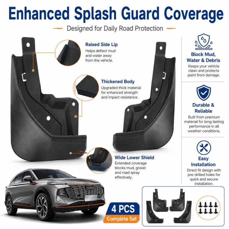 4pcs/Set Car Wheel Splash Flaps Fender Guard, For GreatWall Haval F7 2024
