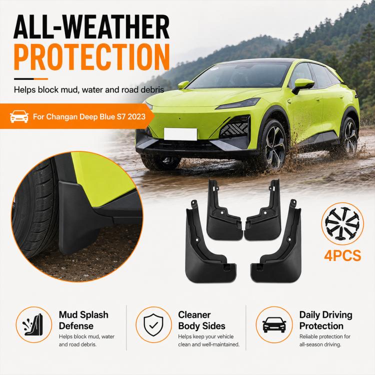 4pcs/Set Car Wheel Splash Flaps Fender Guard, For Changan Deepal S7 2023