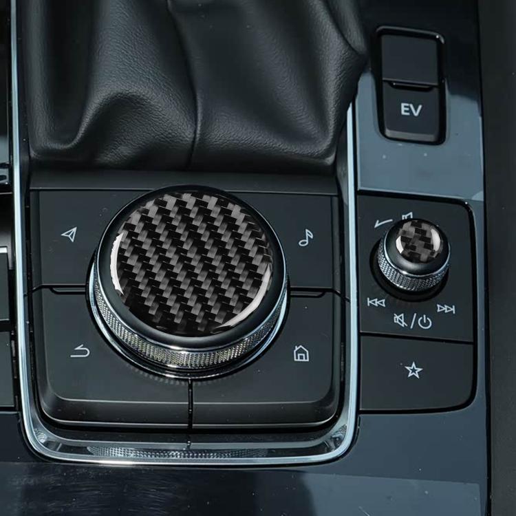 For Mazda CX-50 2022-2024 2pcs/Set Car Multimedia Knob Carbon Fiber Sticker, Multimedia Knob