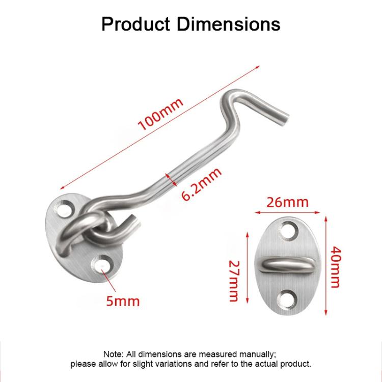 Stainless Steel Door Window Hook and Eye Catch Window Positioning Hardware Parts, 3 inch, 4 inch, 6 inch, 8 inch, 10 inch, 12 inch, 14 inch, 16 inch