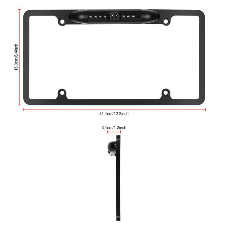 Car Waterproof HD Infrared Night Vision Backup Camera US Standard License Plate Frame