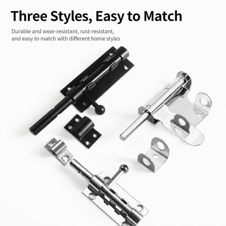 201 Stainless Steel Slide Bolt Latch, Heavy-Duty Barrel Bolt Door Lock, 4 inch, 6 inch, 8 inch