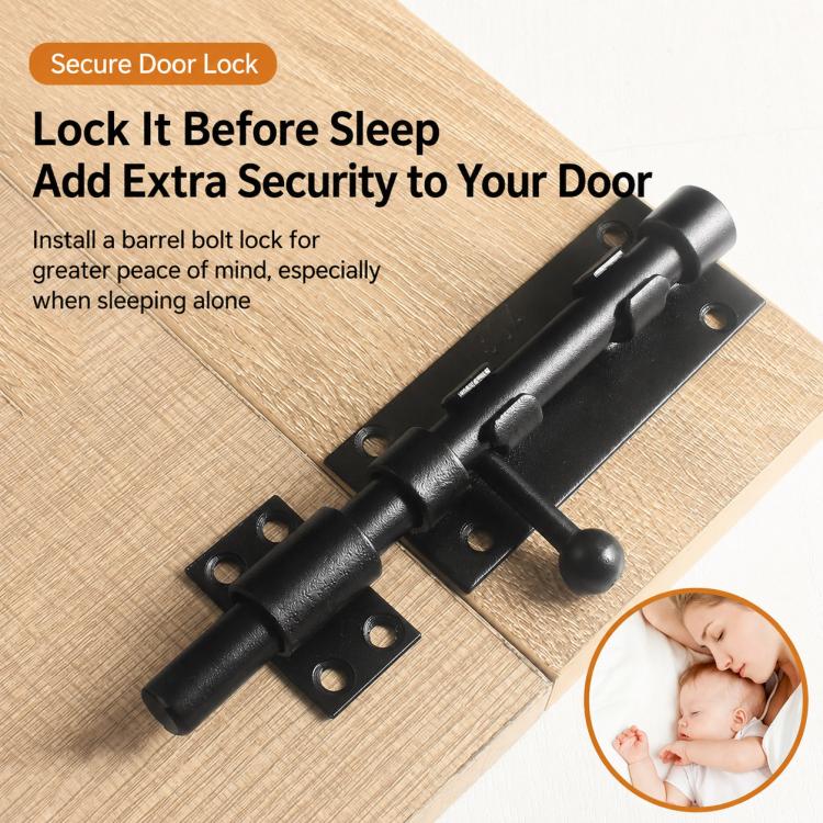 201 Stainless Steel Slide Bolt Latch, Heavy-Duty Barrel Bolt Door Lock, 4 inch, 6 inch, 8 inch