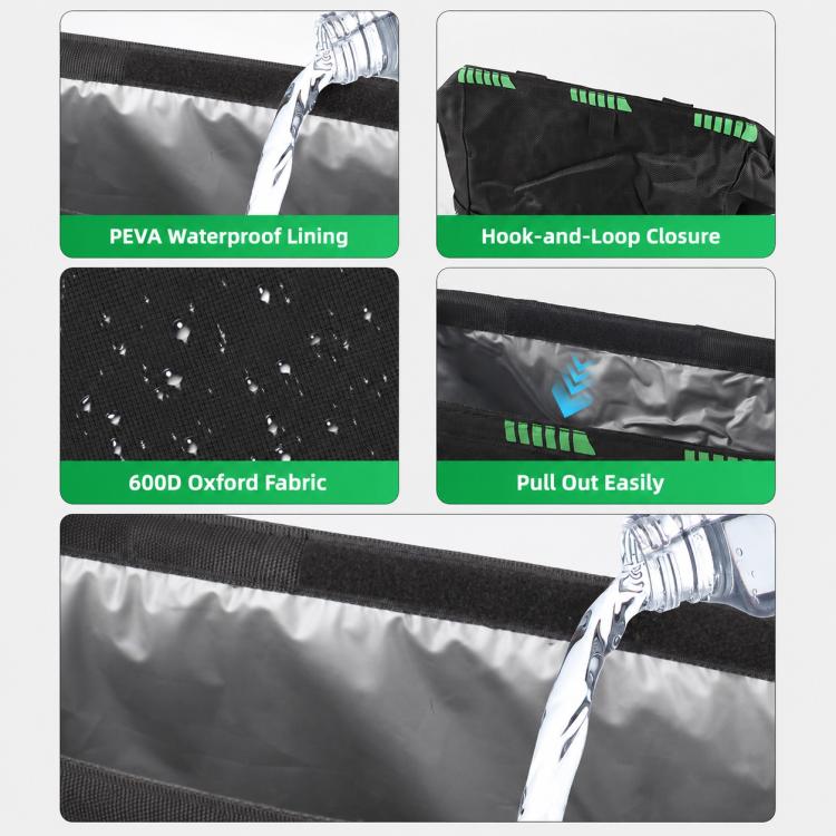 Car Storage Bag Car Back Seat Hook Garbage Can, Black Green, Black, Black Green + Trash Bags, Black + Trash Bags, Black Green + Tissue Bag