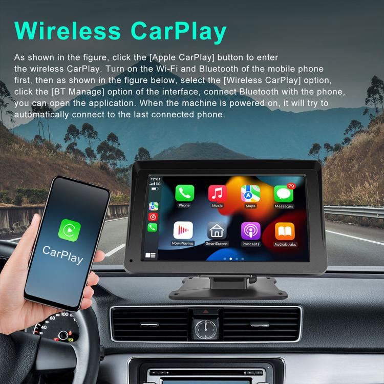 7 inch Center Portable Screen Wireless CarPlay Car Navigation System, Sunshade Cover, Without Sunshade Cover, Incell Screen