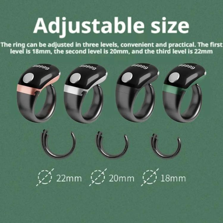 S7 Adjustable Size Button Smart Bluetooth Prayer Ring Counter, S7 (Black), S7 (Green), S7 (Rose Gold), S7 (Grey)