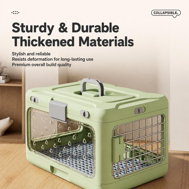 Portable Foldable Pet Carrier Crate with Ventilated Mesh