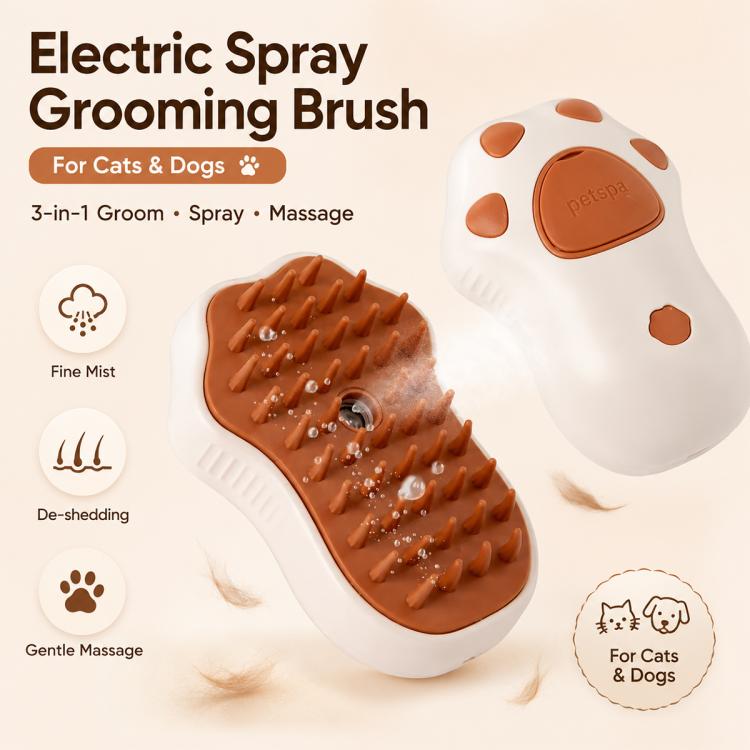 Cat Claws Pet Rechargeable Electrical Spray Hair Removal Massage Comb, Cat Claws Coffee