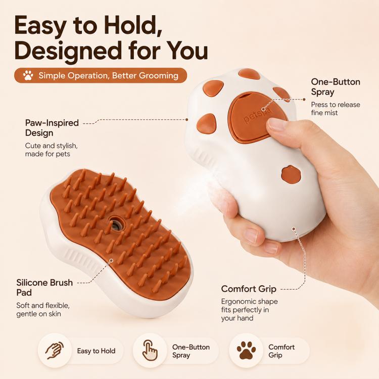 Cat Claws Pet Rechargeable Electrical Spray Hair Removal Massage Comb, Cat Claws Coffee