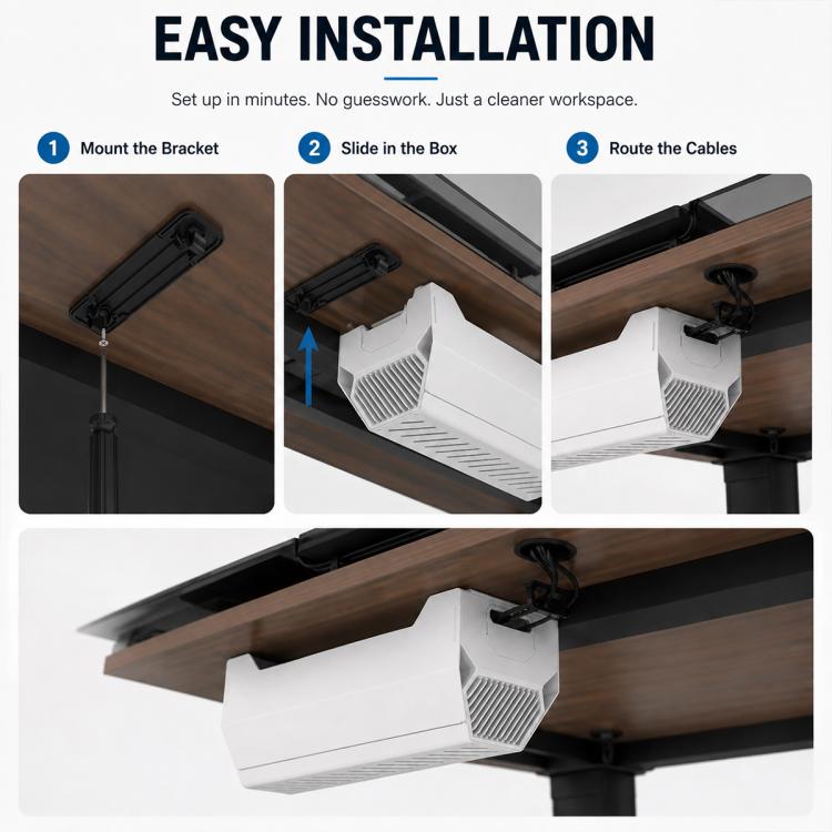 Under-Desk Metal Cable Management Box