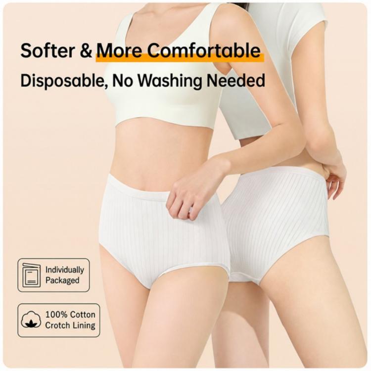 5 PCS/Pack Women Disposable Underwears Sterilized Cotton Crotch Briefs, M, L, XL, XXL, XXXL