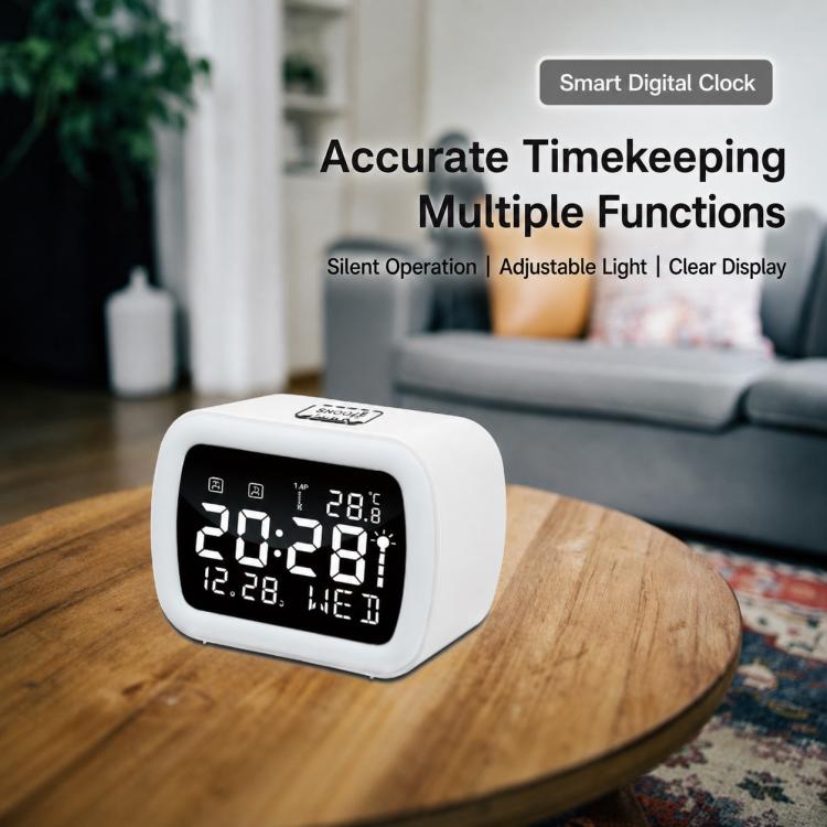 DS-5801 LED Smart Temperature Display Electronic Digital Clock with Night Light