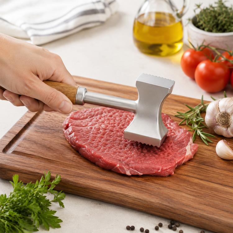 LsCook Kitchen Steak Hammer Double-sided Meat Tenderizing Mallet, Mirror-Finish, Matte-Finish