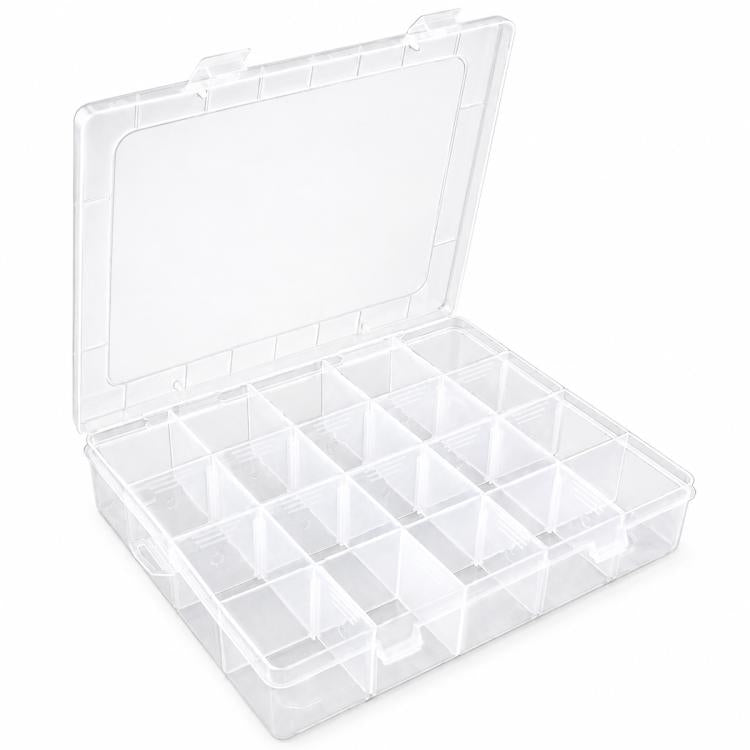 20-Compartment Detachable Transparent Plastic Storage Box, 20-Compartment