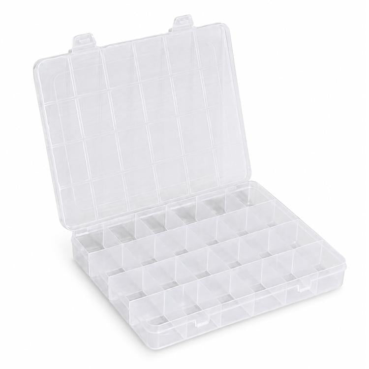 24-Compartment Non-Removable Clear Plastic Organizer Box, 24-Compartment