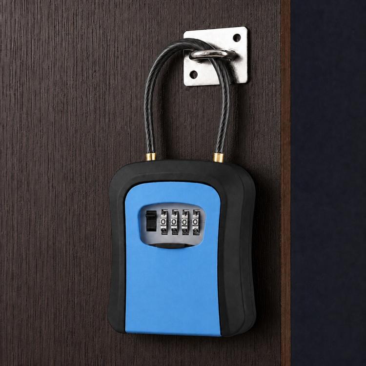 Wall-Mount Key Storage Box Combination Lock with Steel Cable & Plastic Lock Body