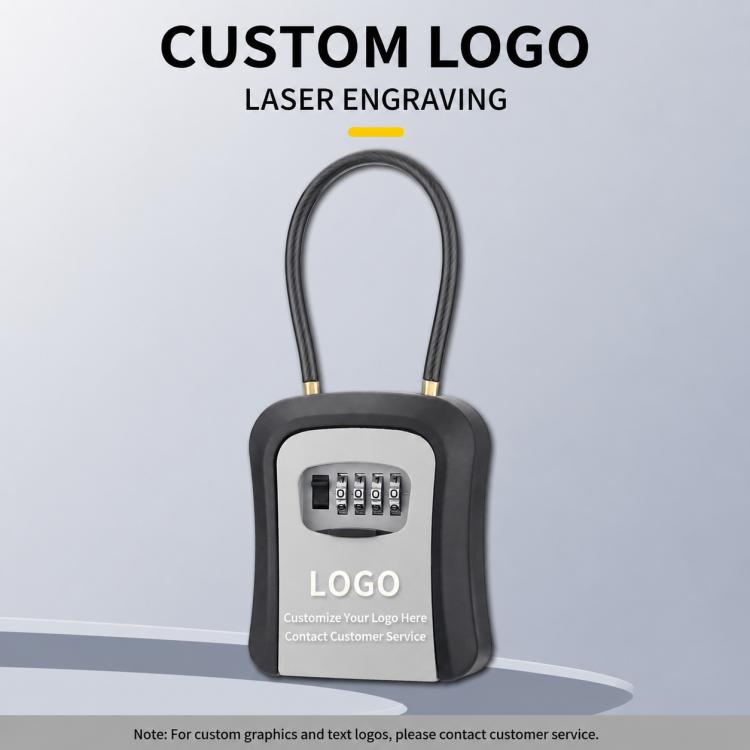 Wall-Mount Key Storage Box Combination Lock with Steel Cable & Plastic Lock Body