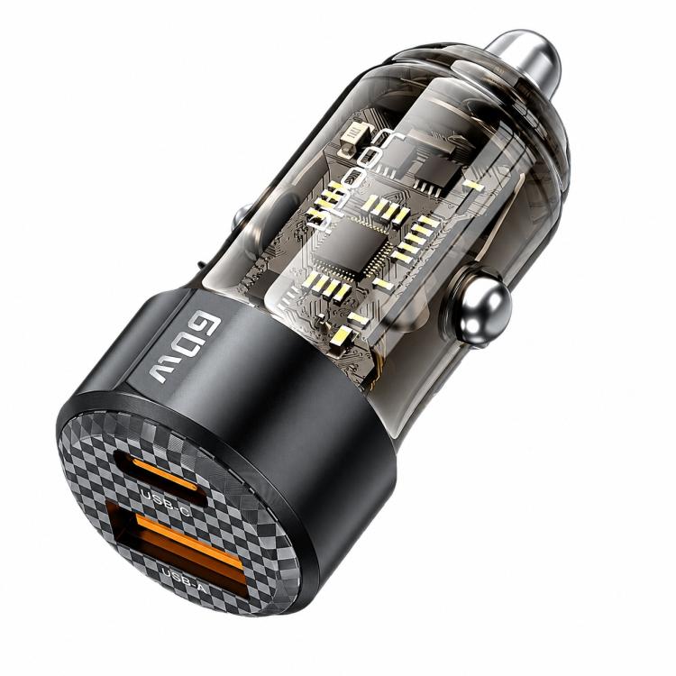 Toocki TC-CC25A 60W USB-A USB-C Dual Ports Car Charger, TC-CC25A