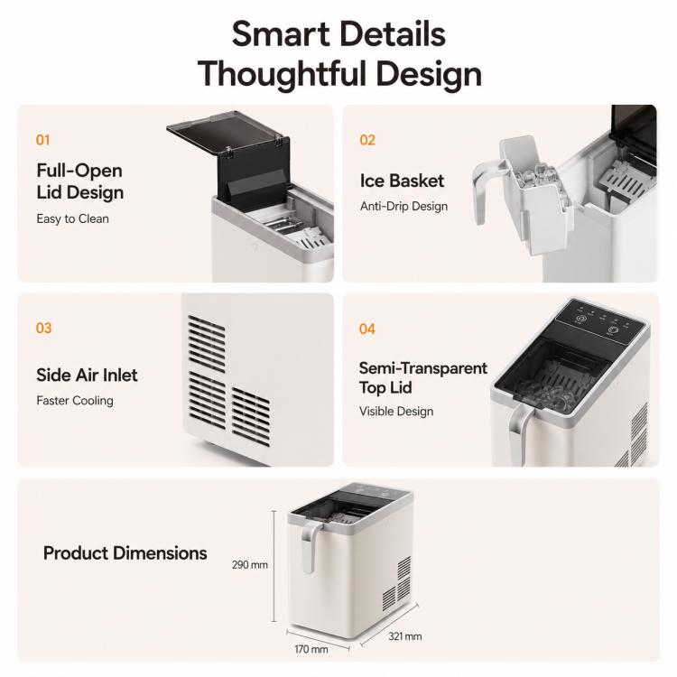 Mini Portable Fully Automatic Bullet Shaped Smart Ice Maker, EU Plug, US Plug, UK Plug, AU Plug