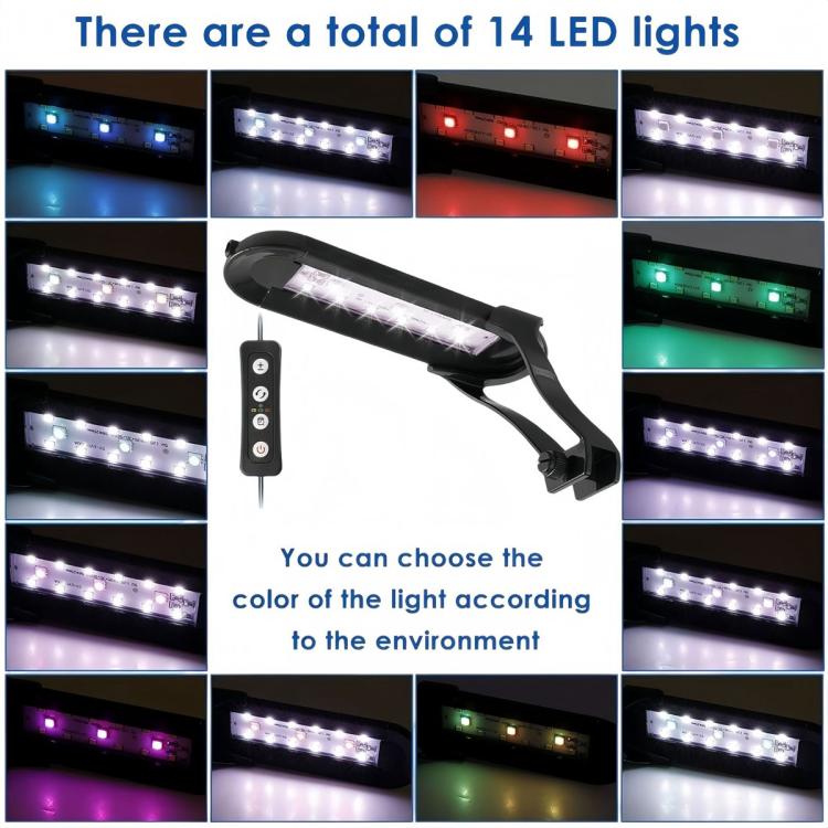 HS-Q1 USB DC5V 6W 15 LEDs Clip-on Aquarium Light with Timer and Dimming Function