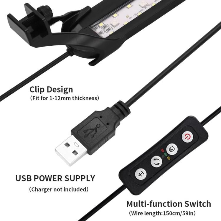 HS-Q30 110V/220V 12W 36 LEDs Clip-on Aquarium Light with Timer and Dimming Function, US Plug, EU Plug, UK Plug, AU Plug