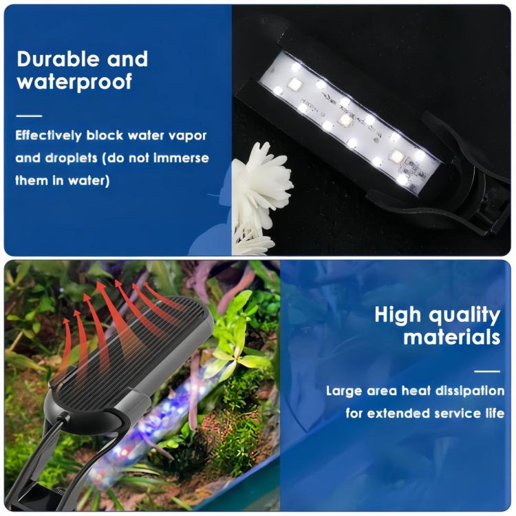 HS-Q30 110V/220V 12W 36 LEDs Clip-on Aquarium Light with Timer and Dimming Function, US Plug, EU Plug, UK Plug, AU Plug