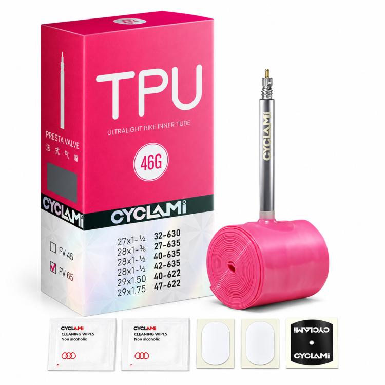 CYCLAMi TPU Ultra Light Bicycle Inner Tube, 30g-Road-FV45mm, 30g-Road-FV65mm, 30g-Road-FV85mm, 45g-Gravel-FV45mm, 45g-Gravel-FV65mm, 65g-MTB-26in, 65g-MTB-27.5in, 65g-MTB-29in