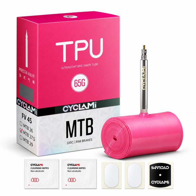 CYCLAMi TPU Ultra Light Bicycle Inner Tube, 30g-Road-FV45mm, 30g-Road-FV65mm, 30g-Road-FV85mm, 45g-Gravel-FV45mm, 45g-Gravel-FV65mm, 65g-MTB-26in, 65g-MTB-27.5in, 65g-MTB-29in