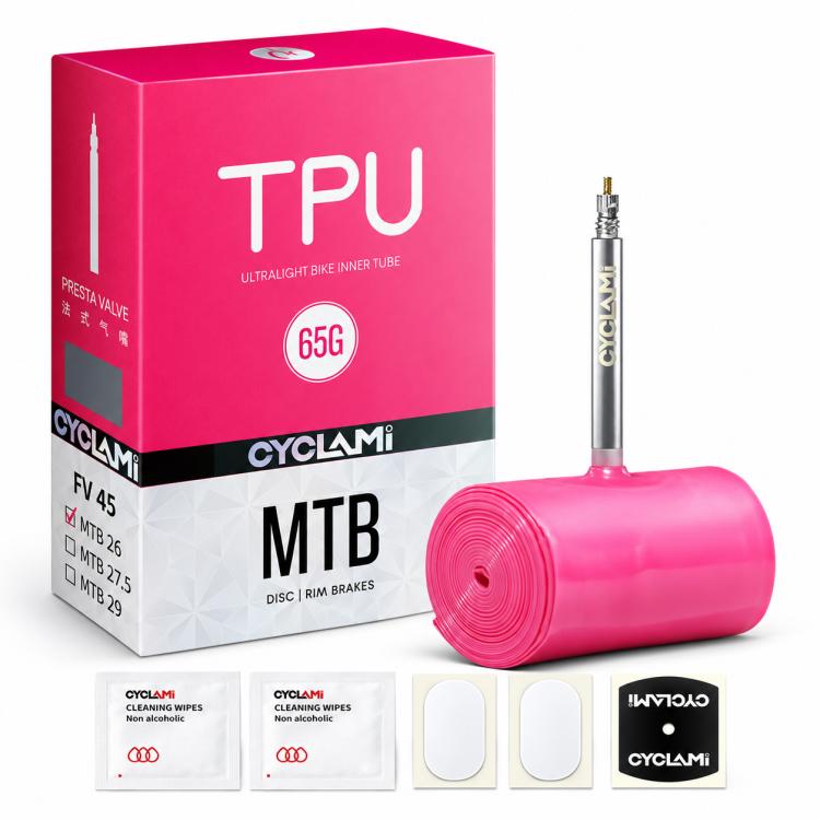 CYCLAMi TPU Ultra Light Bicycle Inner Tube, 30g-Road-FV45mm, 30g-Road-FV65mm, 30g-Road-FV85mm, 45g-Gravel-FV45mm, 45g-Gravel-FV65mm, 65g-MTB-26in, 65g-MTB-27.5in, 65g-MTB-29in