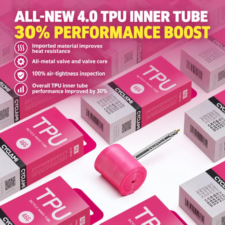 CYCLAMi TPU Ultra Light Bicycle Inner Tube, 30g-Road-FV45mm, 30g-Road-FV65mm, 30g-Road-FV85mm, 45g-Gravel-FV45mm, 45g-Gravel-FV65mm, 65g-MTB-26in, 65g-MTB-27.5in, 65g-MTB-29in