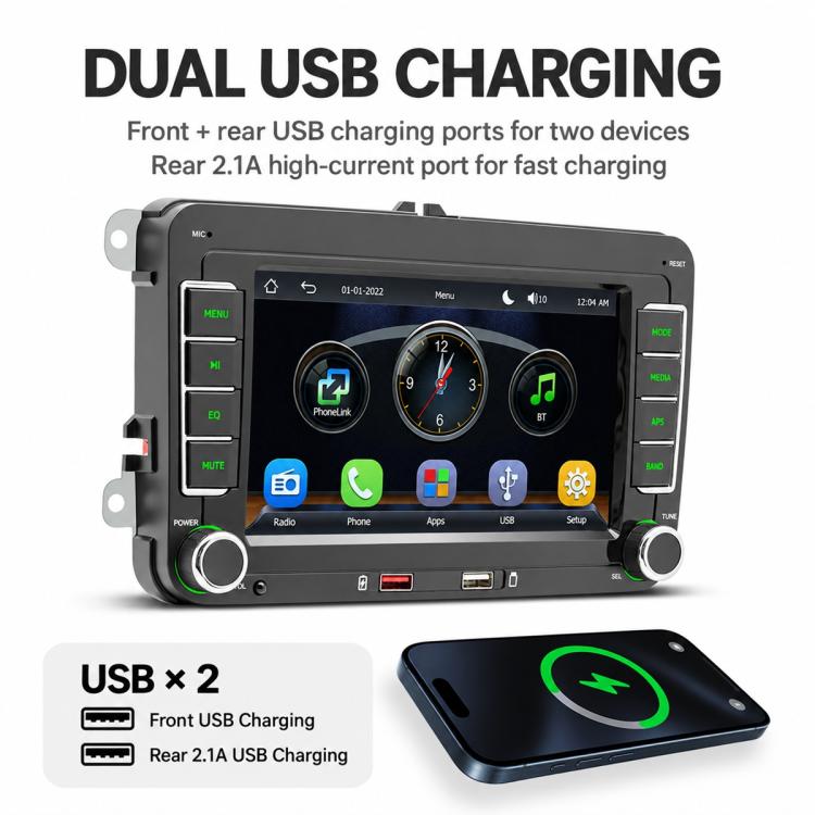Car MP5 Player Phone Connectivity Bluetooth Reversing Camera for Volkswagen, F9074W 7 inch