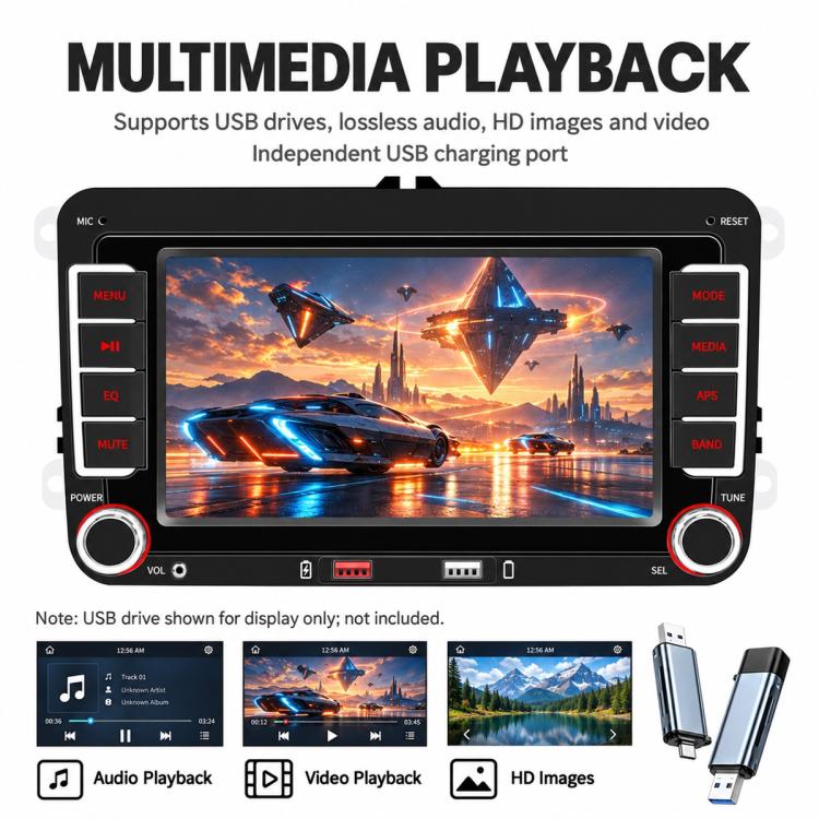 Car MP5 Player Phone Connectivity Bluetooth Reversing Camera for Volkswagen, F9074W 7 inch
