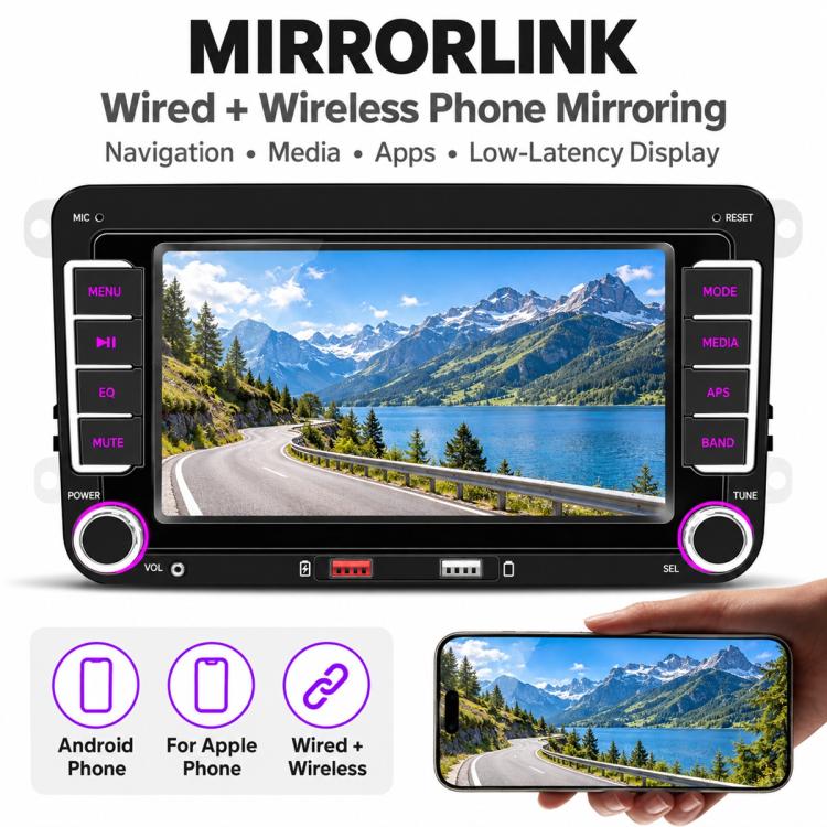 Car MP5 Player Phone Connectivity Bluetooth Reversing Camera for Volkswagen, F9074W 7 inch