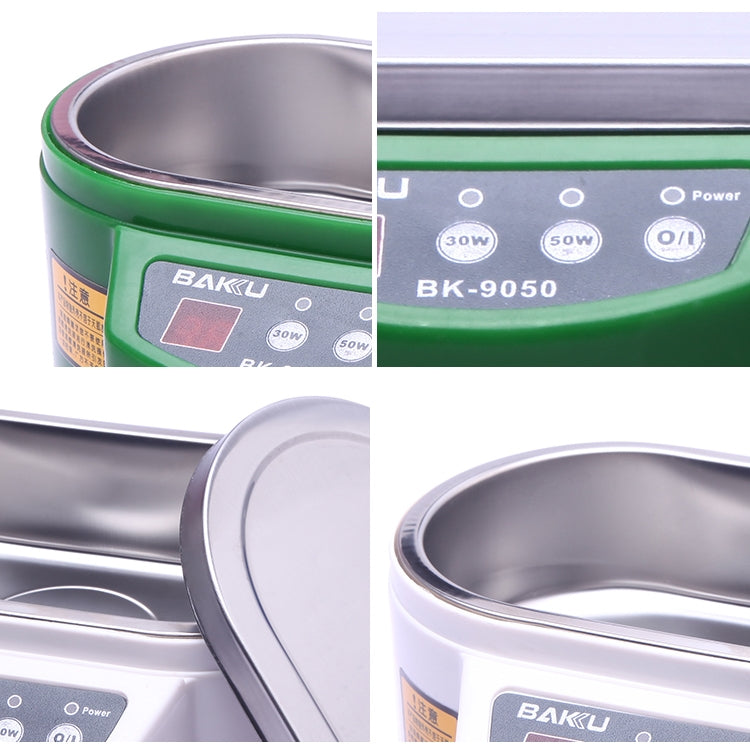 BAKU BK-9050 30W / 50W Adjustable 0.6L LCD Display Ultrasonic Cleaner, AC 220V, BK-9050 30W / 50W 0.6L 220V Green, BK-9050 30W / 50W 0.6L 220V White