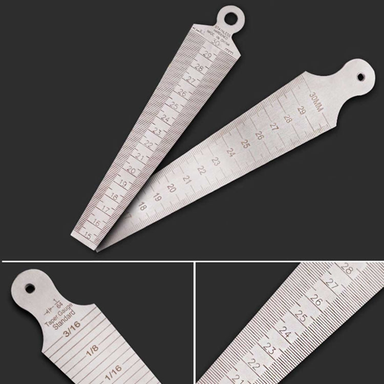 Wedge Feeler Gap 15-30mm Stainless Steel Ruler Inspection Taper Gauge Metric Imperial Measure Tool, 15-30mm Metric Imperial