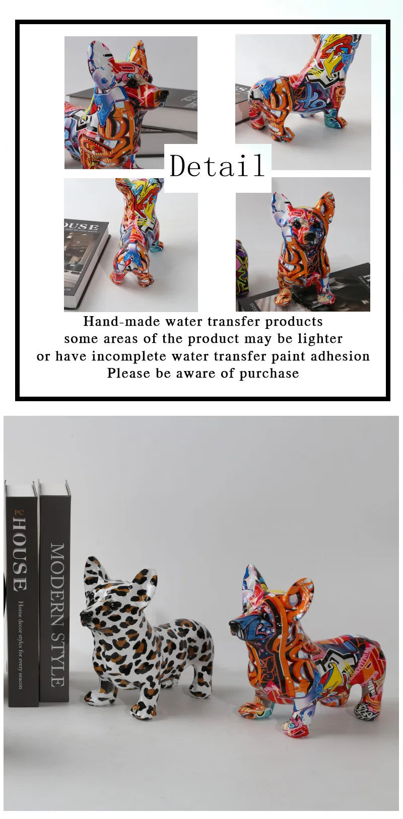 Nordic  Art Graffiti Corgi Dog Painting Creative Resin Crafts Home Decoration Wine Cabinet Office Decor Crafts Gift  Ornaments
