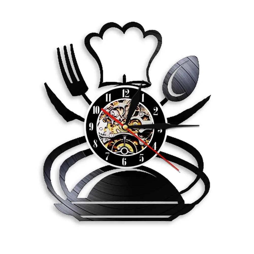 The Kitchen The Heart Of The Home Inspired Vinyl Record Clock, Modern Design Wall Decor Noiseless.