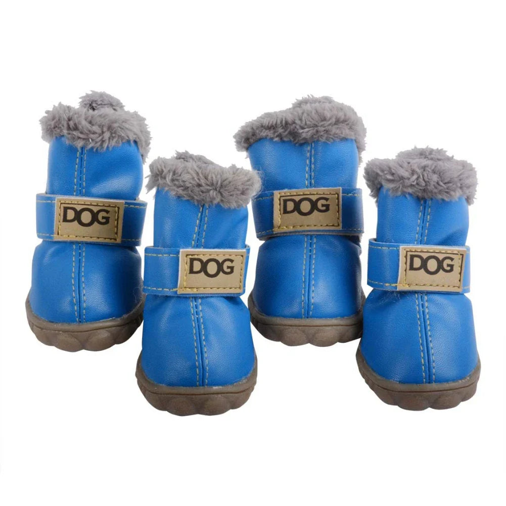 4Pcs/Set Winter Pet Dog Shoes Warm Snow Boots Waterproof Fur Small Dogs Non Slip Shoes For ChiHuaHua Pug Pet Product