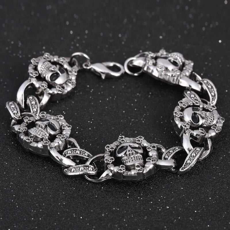 Black Fire Dragon Beads Bracelets Men Vintage Halloween Jewelry Alloy Metal Bracelets&Bangles Homme Drop Shipping