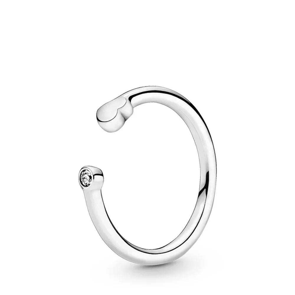 925 Sterling Silver Ring Charms Rose Gold Stripe Design Round Ball Diy Crystal Flower Finger Ring for women pandora Jewelry