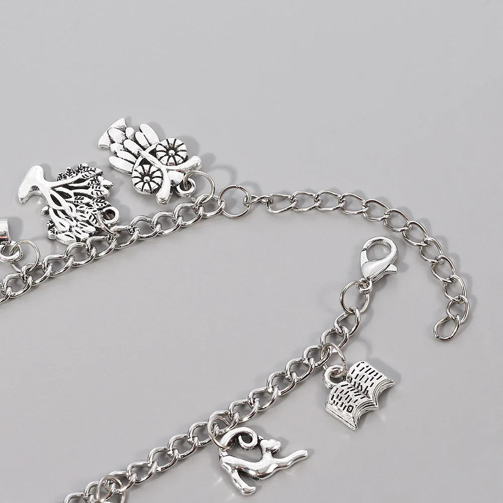 Plated Silver color Charm Bracelet sun moon staranimals wild natural bracelets Witch Wicca Acorn Greenman Various Jewelry gift