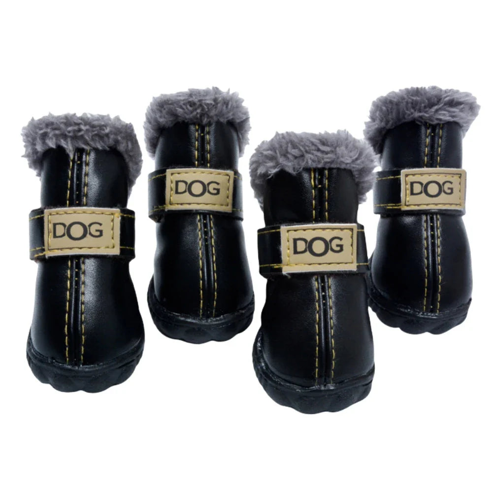 4Pcs/Set Winter Pet Dog Shoes Warm Snow Boots Waterproof Fur Small Dogs Non Slip Shoes For ChiHuaHua Pug Pet Product