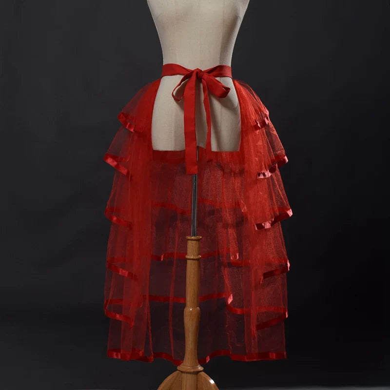 Steampunk Skirt Ruffles Tulle Overskirt Women Lady Gothic Punk Sexy Lolita Cocktail Party Puffy Mermaid Overskirts