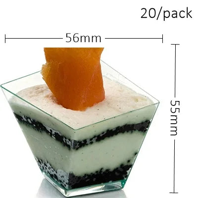 20 Pieces x Home Party Disposable Plastic Tableware Supplies, 70*44mm/60ml Petal Dessert Cake Bowl